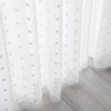 Triogift White Plush Balls White Sheer Curtain for Living Room Voile Drape Window Kitchen Balcony Organza Home Decoration