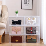 Triogift Purse and Handbag Storage Organizer for Closet,Plastic Storage Boxes with Acrylic Magnetic Door for Wallet