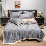 Triogift  4pcs Satin Sheets Set Luxury Silky Satin Bedding Set with Deep Pocket, 1 Duvet cover+ 1 Flat Sheet + 2 Pillowcases