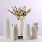 Triogift  Nordic ins wind vegetarian burning white ceramic vase creative home room wedding decoration arrangement flower vase simple