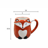 Triogift  -  330ml Ceramic Fox Coffee with Lid Cartoon Animal Decoration Couple Drinking Cup Simple Breakfast Mug Afternoon Camellia Tea Cup