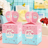 Triogift 24PCS Gender Reveal Boy or Girl Candy Box Packaging Baby Shower Baptism Gift For Guest Kids Birthday Party Favors Decor Supplies