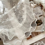 Triogift  1PC Romantic White Lace Valance Short Curtain for Small Window Princess Room Sheer Voile Drape Partition Study #E