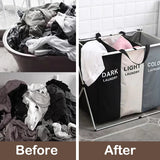 Triogift Foldable Laundry Basket Three Grids Waterproof Organizer Basket Home Large  Dirty Clothes Toy Laundry Hamper