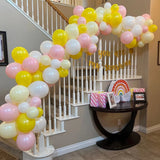 Triogift 122Pcs DIY Pink Yellow White Balloon Garland Kit Lemonade Girls First Birthday Decor Kids Bee Day Sunflower Photo Booth Props