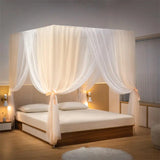 Triogift  Aesthetic Palace bed Mosquito Net Bed Canopy four door Double Layer Bed Valance room wedding decoration Bed cover bed Curtains