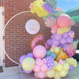 Triogift 119Pcs Pastel Macaron Balloon Garland Arch Kit Large Ice Cream Donut Foil Helium Balloons for Girls Birthday Party Decoration