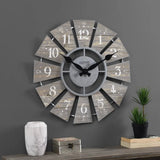 Triogift Gray Numeral Windmill Wall Clock 24 X 2 X 24 in Analog Decoration for Bedroom Farmhouse Large Living Room Wall Clock Decor Home