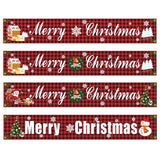 Triogift  Large Merry Christmas Banner Red Plaid Yard Christmas Banner Christmas Decorations for Outdoor Indoor Xmas Party Decor 296x48cm