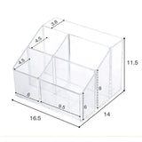 Triogift Large Capacity Desk Pen Holder Pen Stand Transparent Stationery Organizer 5-Grid Acrylic Pencil Storage Box Cosmetic Organizer