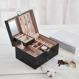 Triogift Fashion Leather Jewelry Box Case Jewelry Package Storage Large Space Jewelry Ring Necklace Bracelet