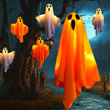 Triogift Halloween Ghost Hanging Decorations Halloween Hanging Light Up White Flying Ghosts Tree Window Wall Scary Ornament 50X40cm