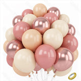 Triogift 40Pcs Dusty Pink Balloons Set Boho Skin Beige Retro Bean Dusty Pink Rose Gold Latex Balloon for Birthday Girls Baby Shower Decor