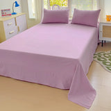 Triogift INS Purple Solid Color Bedding Sets High Quality Washed Cotton Duvet Cover with Soft Bed Sheets Pillowcase Girls Kids Bedclothes