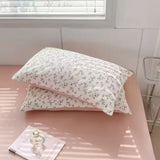 Triogift Small Floral Quilt Cover Bed Flat sheet Pillowcase Twin Full Queen Princess Style Bed Linen Kids Girls Duvet Covers No Filling