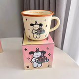 Triogift  -  Kawaii Puppy Korean Coffee Cup Mug Cute Water Ceramic Handmad Milk Tea Water Juice Mocha Lover Breakfast Cup Birthday Gift 300ml