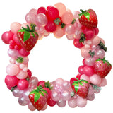 Triogift  102pcs Strawberry Party Decoration Balloon Garland Kit for Girls 1st 2nd Birthday Party Supplies Strawberry Theme Decoration