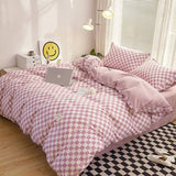 Triogift Small Checker Bedding Duvet Cover Set