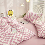 Triogift Small Checker Bedding Duvet Cover Set