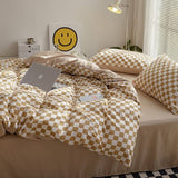 Triogift Small Checker Bedding Duvet Cover Set