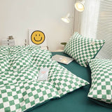 Triogift Small Checker Bedding Duvet Cover Set