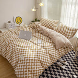 Triogift Small Checker Bedding Duvet Cover Set