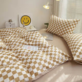 Triogift Small Checker Bedding Duvet Cover Set