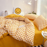 Triogift Small Checker Bedding Duvet Cover Set