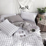 Triogift Plain Grid Bedding Set