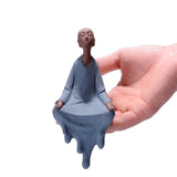 Triogift Clay Monk Figurine Decor