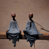 Triogift Clay Monk Figurine Decor