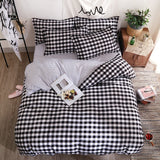 Triogift Black Plaid Bedding Set