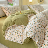 Triogift Beige Tulips Cottagecore Bedding Set