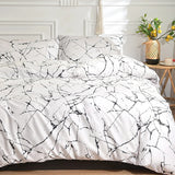 Triogift White Stone with Black Veins Bedding Set