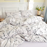 Triogift White Stone with Black Veins Bedding Set