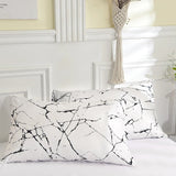 Triogift White Stone with Black Veins Bedding Set