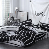 Triogift Black & White Striped Bedding Set