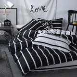 Triogift Black & White Striped Bedding Set