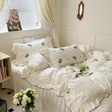 Triogift Dreamy Ribbon Ruffle Bedding Set