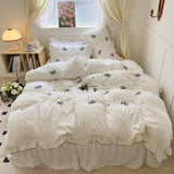 Triogift Dreamy Ribbon Ruffle Bedding Set