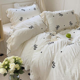 Triogift Dreamy Ribbon Ruffle Bedding Set