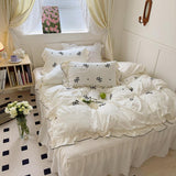 Triogift Dreamy Ribbon Ruffle Bedding Set