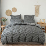 Triogift Zig Zag Fringe Duvet Cover Set