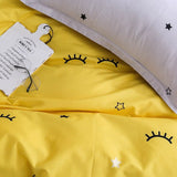 Triogift Yellow Sleepy Eyes Bedding Set