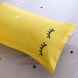 Triogift Yellow Sleepy Eyes Bedding Set