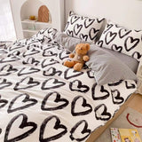 Triogift Brush Painted Heart Bedding Set