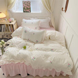 Triogift Coquette Aesthetic Ruffle Bedding Set