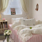 Triogift Coquette Aesthetic Ruffle Bedding Set