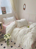 Triogift Coquette Aesthetic Ruffle Bedding Set