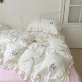 Triogift Coquette Aesthetic Ruffle Bedding Set